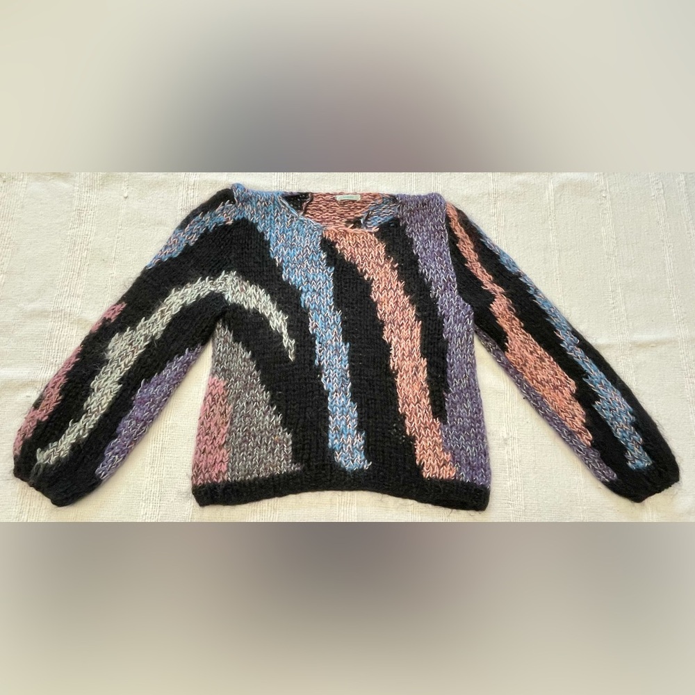 Maiami Zebra Mohair Pullover in multicolor black